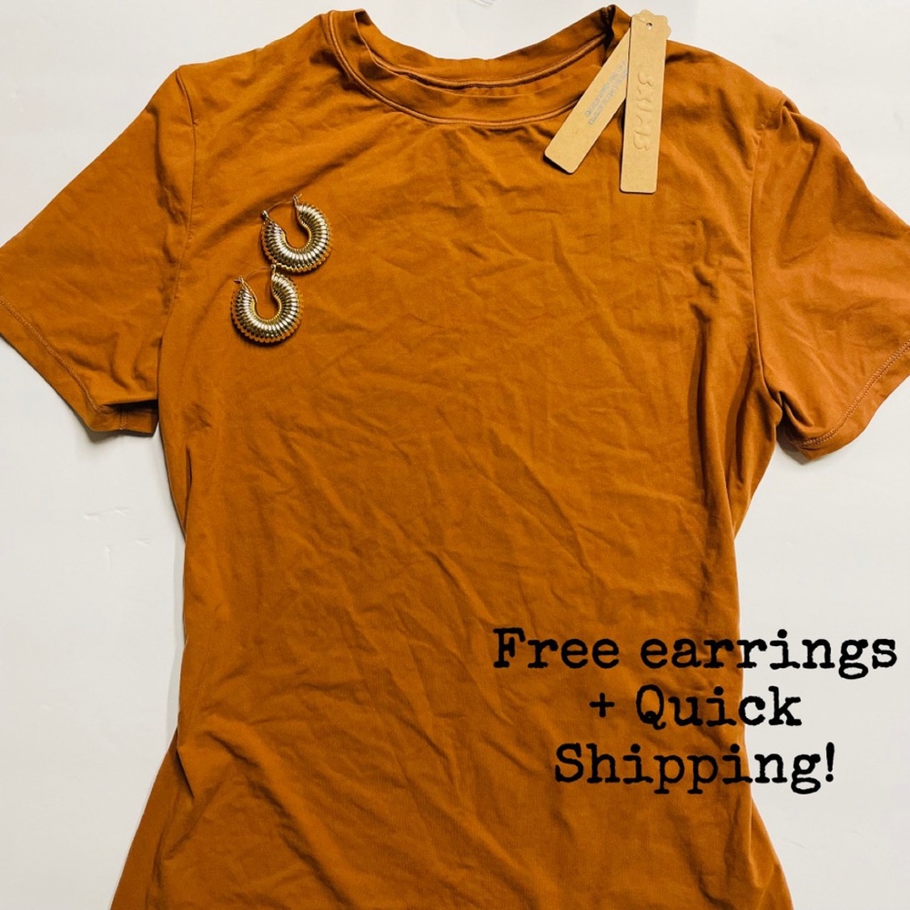 SKIMS Short Sleeve Tee — Rust Orange